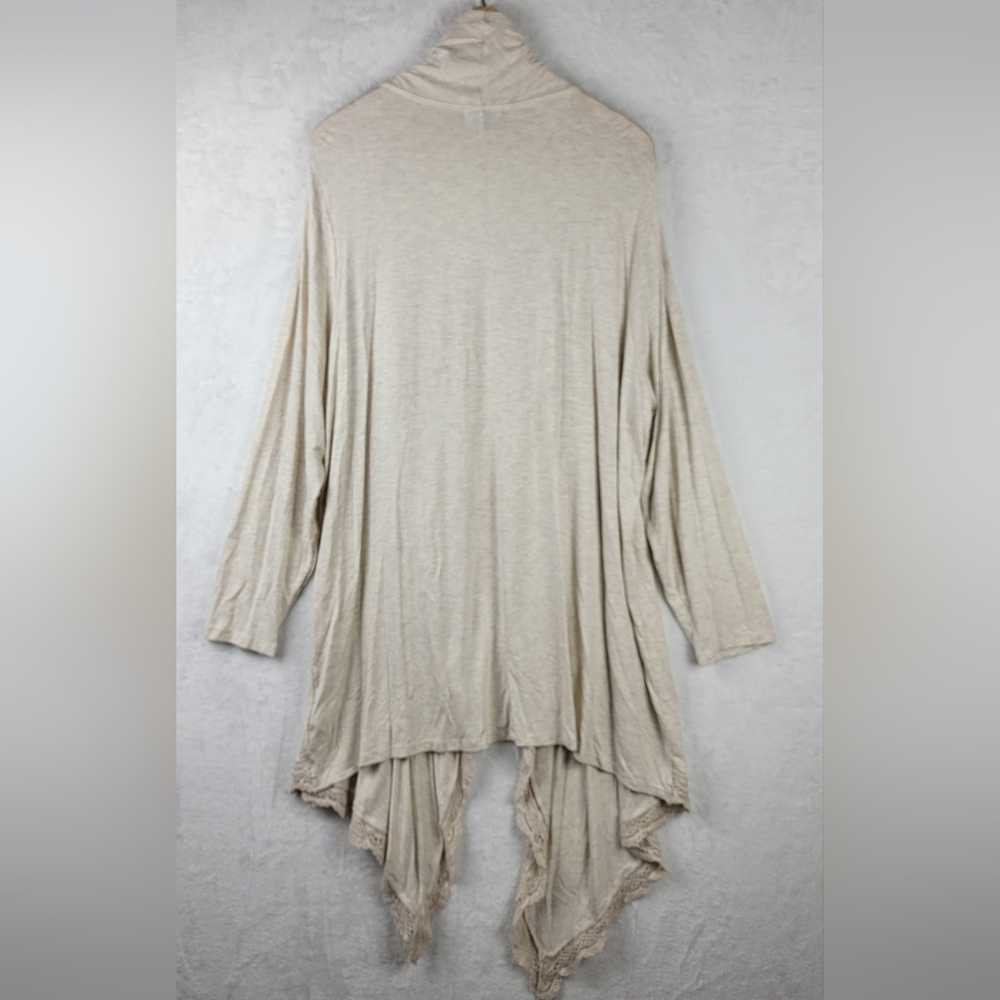 Lane Bryant Long Cardigan Womens Size 22 24 Open Front Lace Trim Beige NWT - Picture 2 of 10